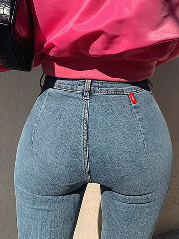 Airchics jean push up remonte fesses slim élégant mode femme pantalon bleu